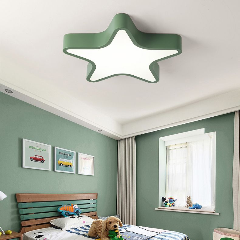Plafonnier LED en forme d'étoile Macaron nordique en fer forgé pour chambre d'enfant