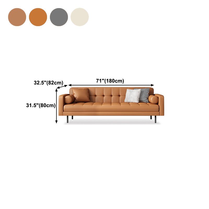 Glam Tufted Biscuit Back Standard Living Room Faux Leather Sofa