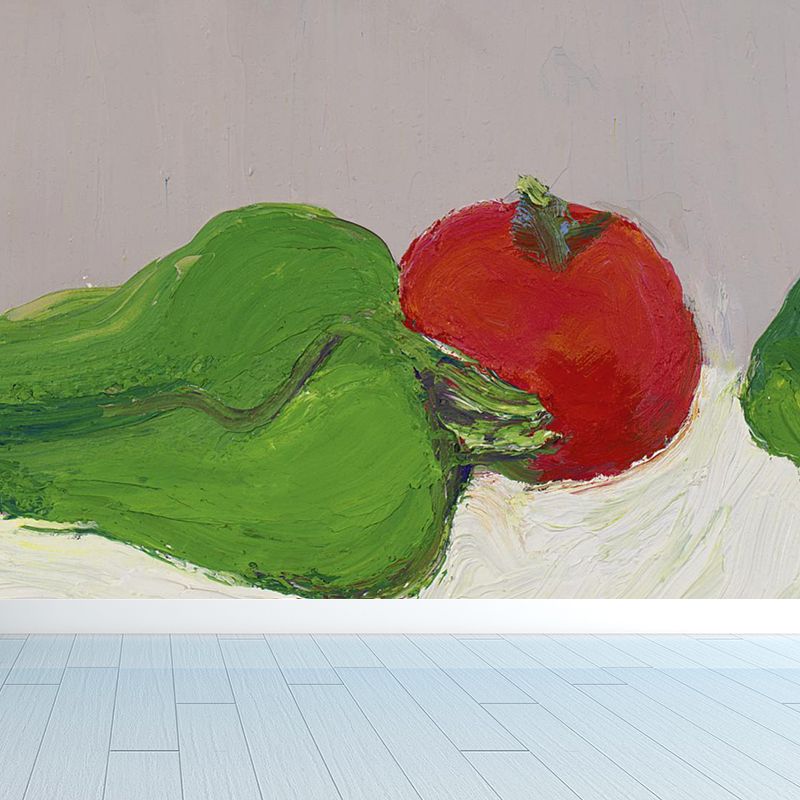 Stain Resistant Vegetables Wall Mural Non-Woven Cloth Modern Art Wall Decor for Girls Room