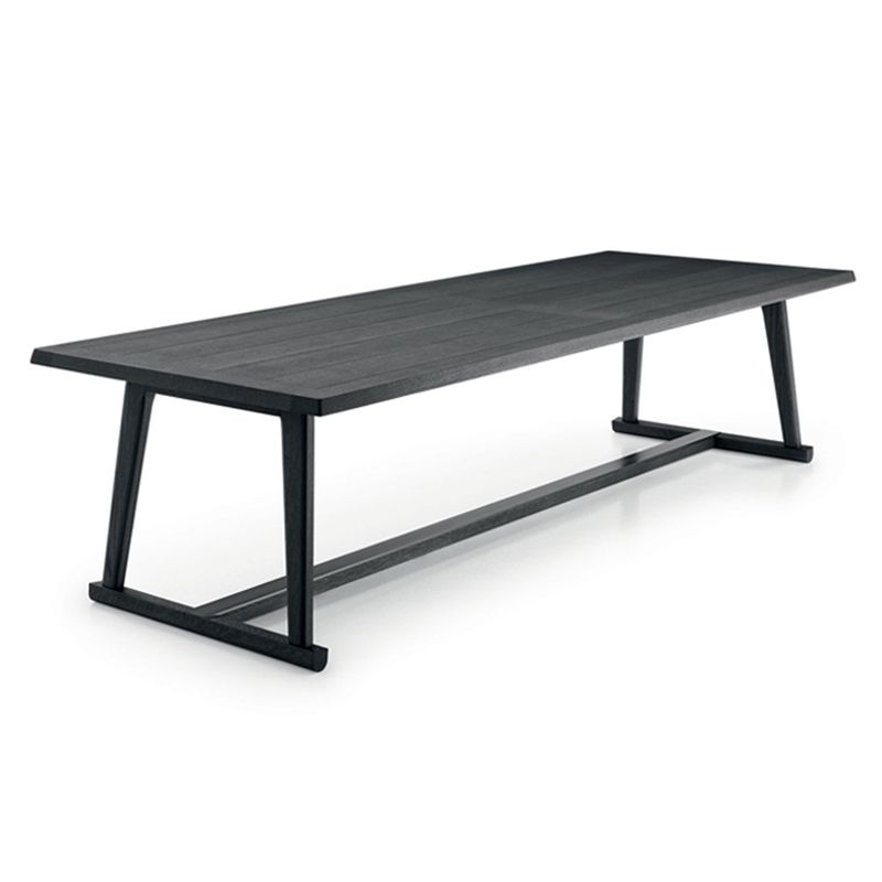 Solid Wood Contemporary Rectangular Dining Table Wood Top Table with Trestle