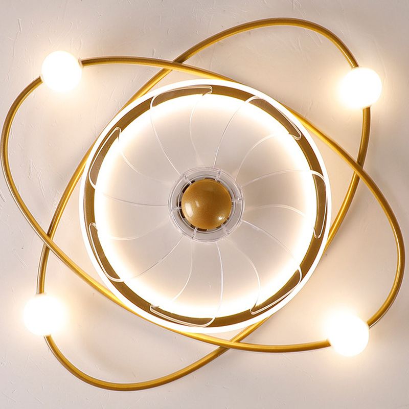 Modern Stylish Round Fan Light Fixture Acrylic Bedroom LED Semi Flush Mount Lamp