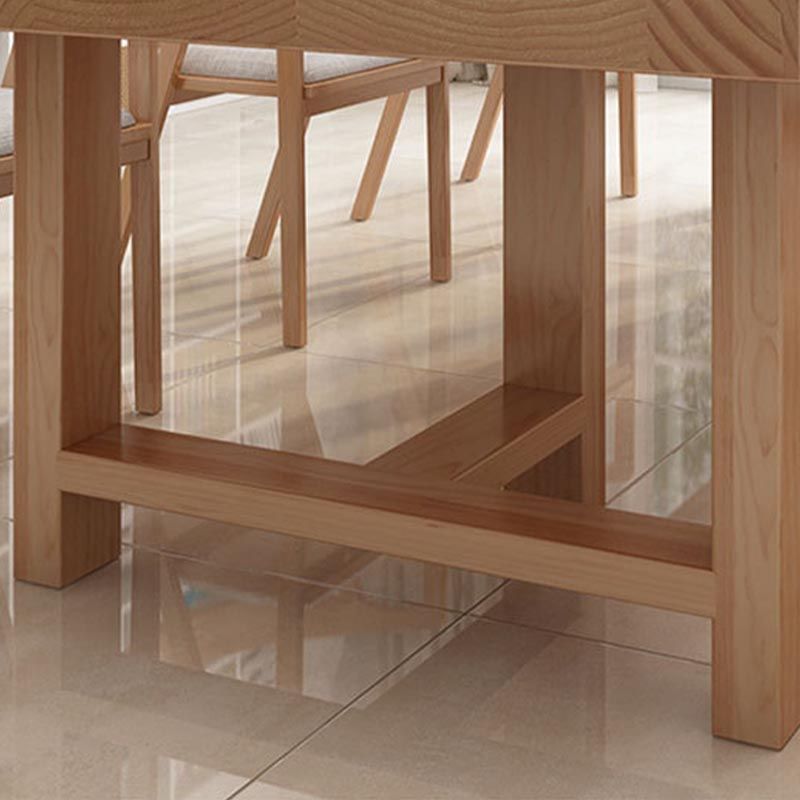 Table de salle à manger rectangulaire contemporaine en bois naturel en pin avec double piédestal