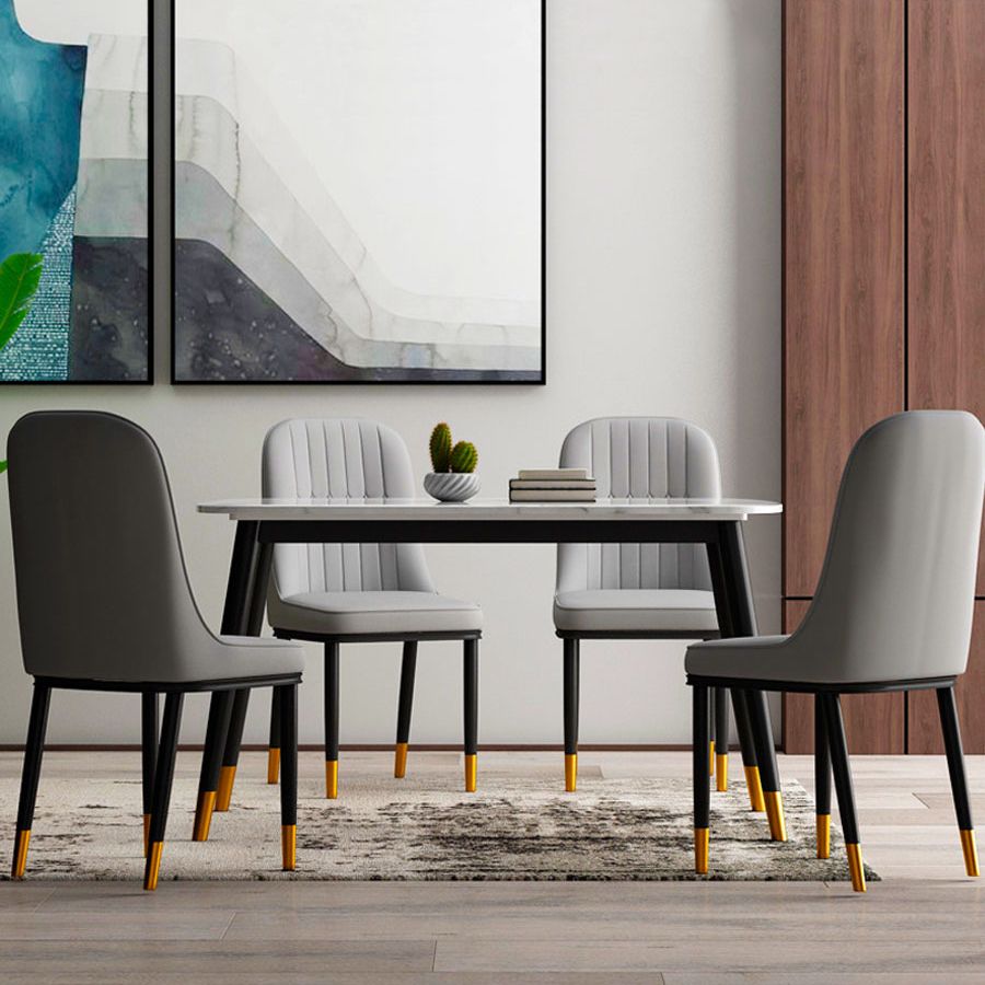El comedor atractivo del metal del estilo preside la silla de cuero sin brazos de Parsons para el restaurante