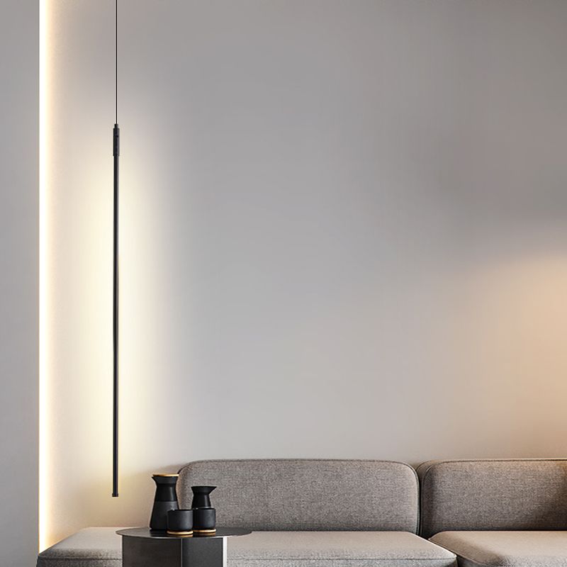 Modern Style Linear Hanging Light Metal 1-Light Pendant Lamp for Restaurant