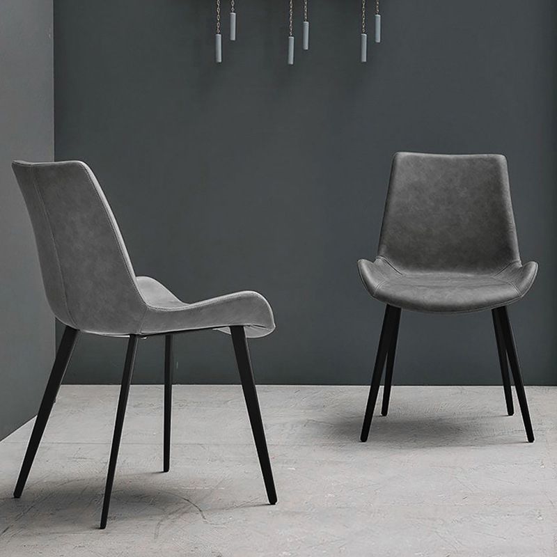 Faux Leather Kitchen Dining Chairs Industrial Chairs with Metal Base