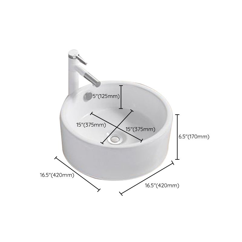 Modern Wash Stand Porcelain Rectangular with Drain Assembly and Pop-Up Drain Vessel Sink