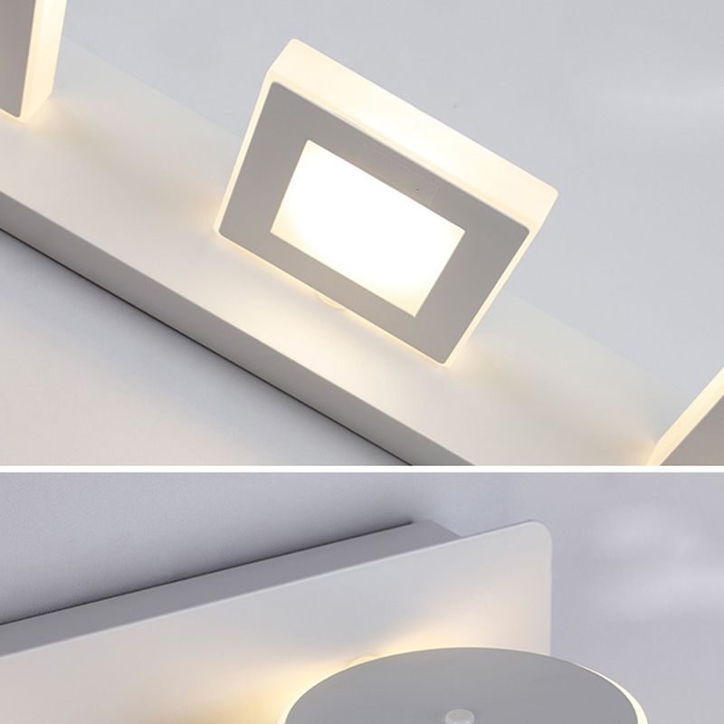 Multi-Lights Geometric Shade Wall Sconce Modern Style Metal Mirror Wall Lighting in White