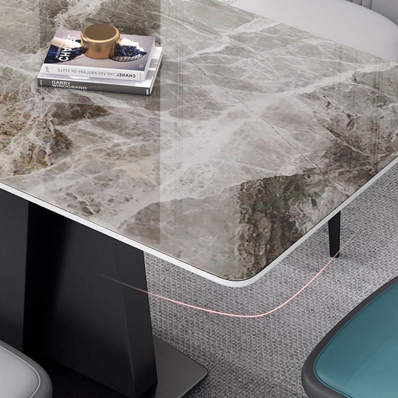 Industrial Sintered Stone Tisch Rechteck Esstisch mit Sockelbasis für das Restaurant