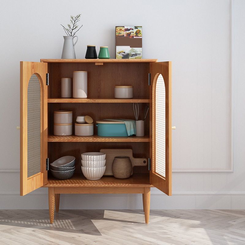 Modern Style Buffet Sideboard Solid Wood 42.5"H Buffet Stand with Cabinets