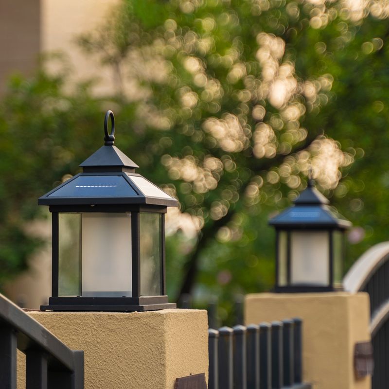 LED Black Solar Pillar Lamp Waterproof Outdoor Light for Garden