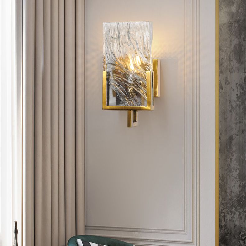 1 Lichtgold zeitgenössische Wandbeleuchtung Kristallquadrat-Wandbeleuchtung für Schlafzimmer