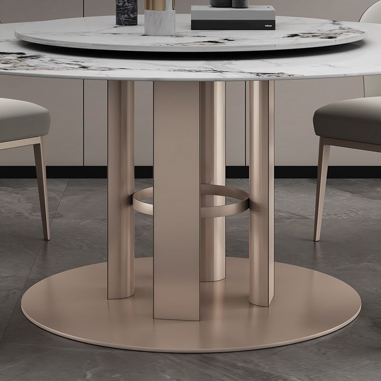 Round Stone Dining Room Table Traditional Luxury Table with Pedestal Casual