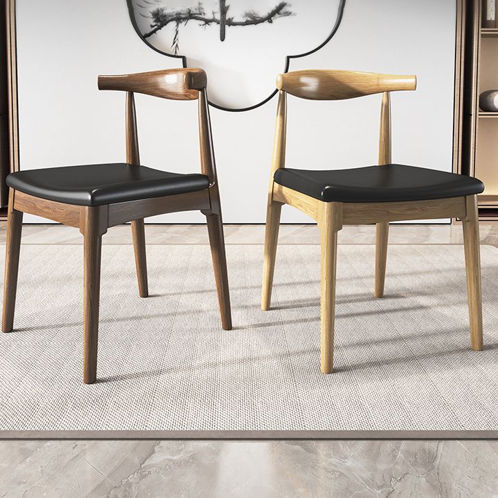 Industrial Armless Dining Chairs Solid Wood Open Back Side Chair