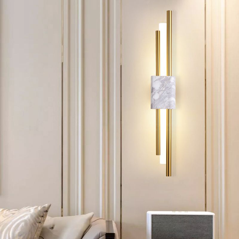 Post Modern Wall Sconce in Gold Marble & Acrylic LED Wall Mounted Fixture
