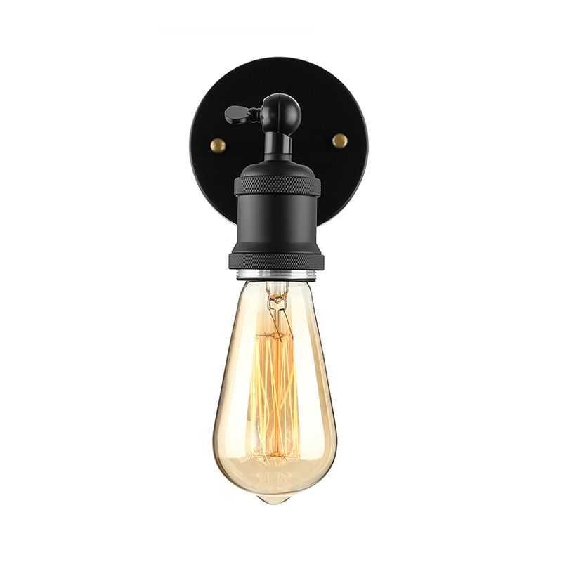 Finition noire / laiton 1 lampe à tête lampe industrielle en métal mini éclairage d'applications avec une ampoule nue pour la chambre