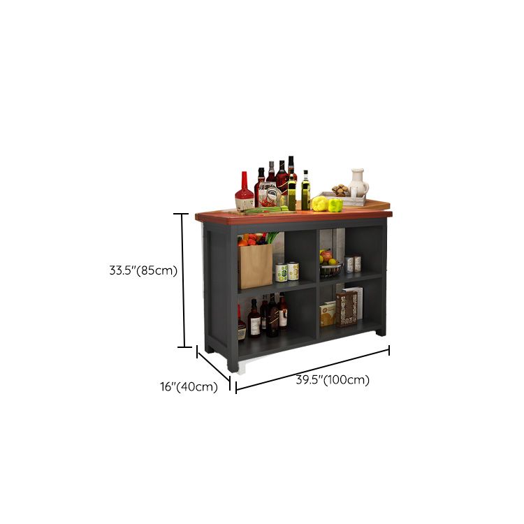 Dining Room Kitchen Island Table Modern Prep Table with Open Storage