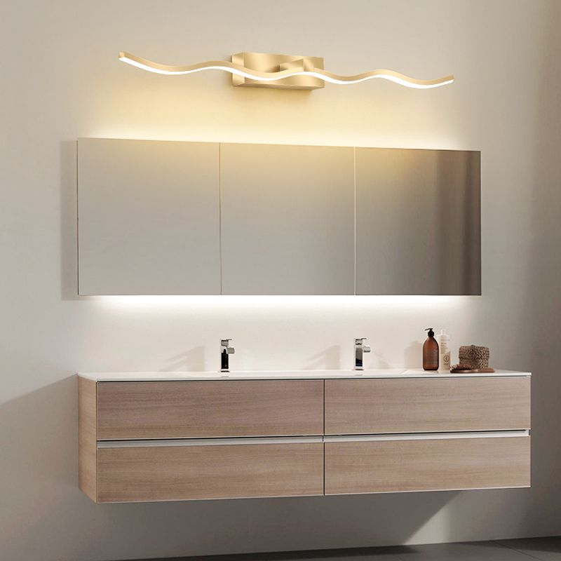 Lámpara moderna de lámpara de espejo simple lámpara de espejo de maquillaje ondulado led para baño de baño