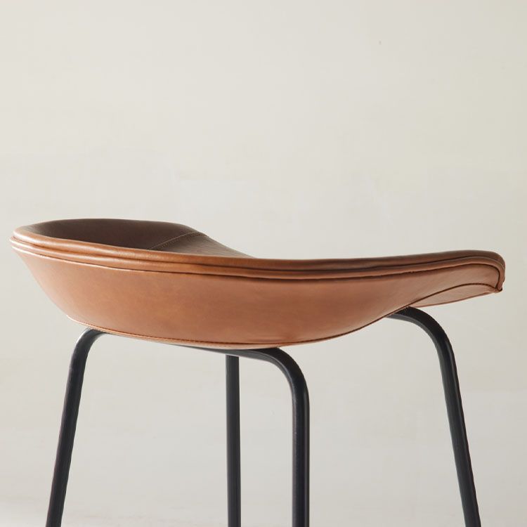 Contemporary Matte Finish Leather Barstool Low Back Coffee Shop Stool