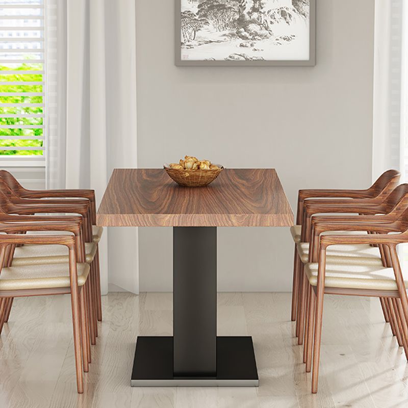 Brown Dining Table Solid Wood Rectangle Contemporary Style Dinner Table
