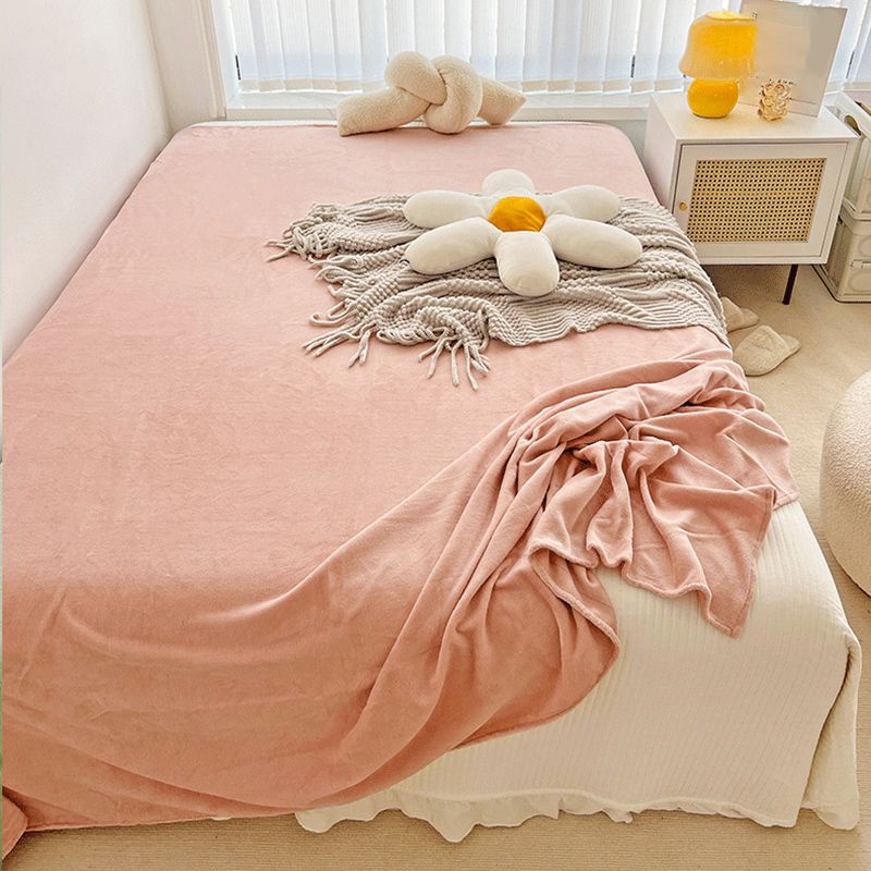 Sheet Sets Flannel Solid Color Wrinkle Resistant Super Soft Breathable Bed Sheet Set