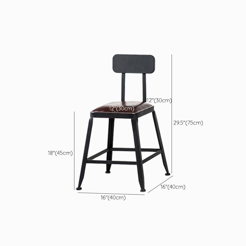 Industrial Black Counter Stool with Square Seat Metal Barstool for Bar
