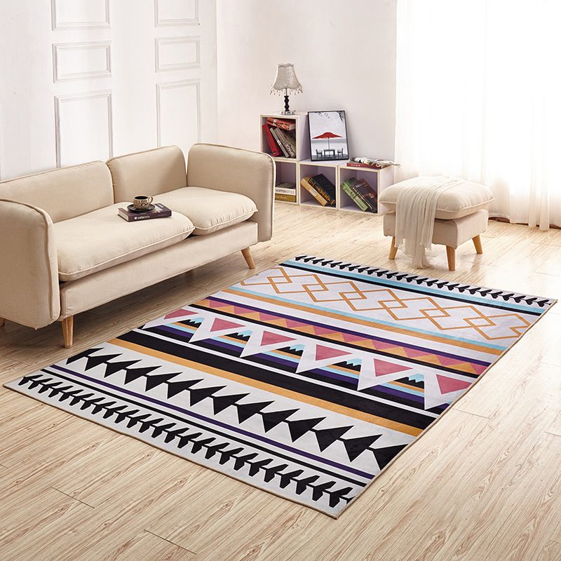 Fancy Living Room Carpet Modern Geometric Print Polyester Area Rug Anti-Slip Area Rug