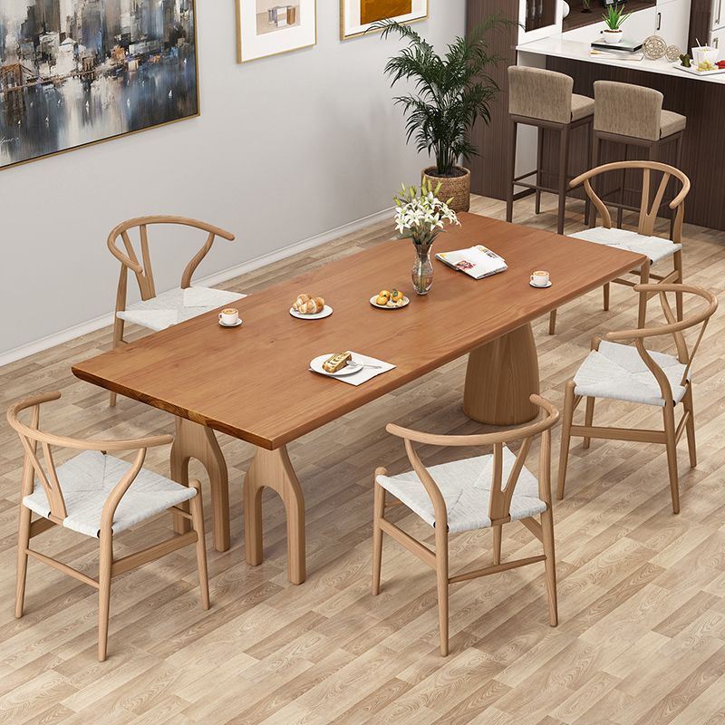 Modern Pine Wood Table for Restaurant Rectangle Dining Table with 3 Legs