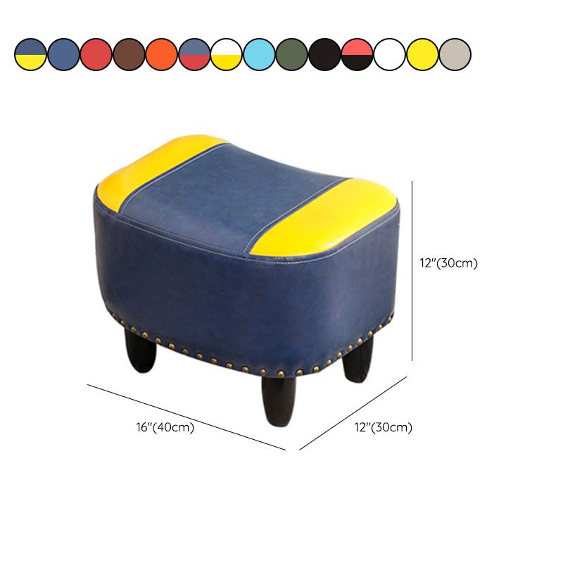 Nailhead Trim Ottoman Leather Special Shape Contrast Color Stain Resistant Ottoman