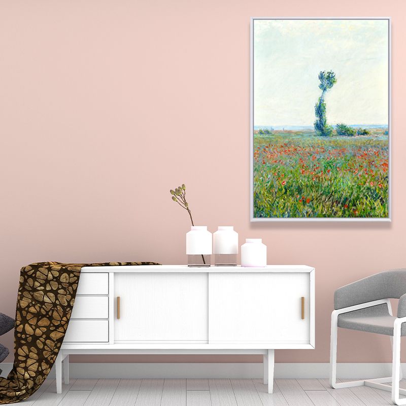 Canvas Green Art Print Farmhouse Monet Blooming Flower Field Painting Wall Decor