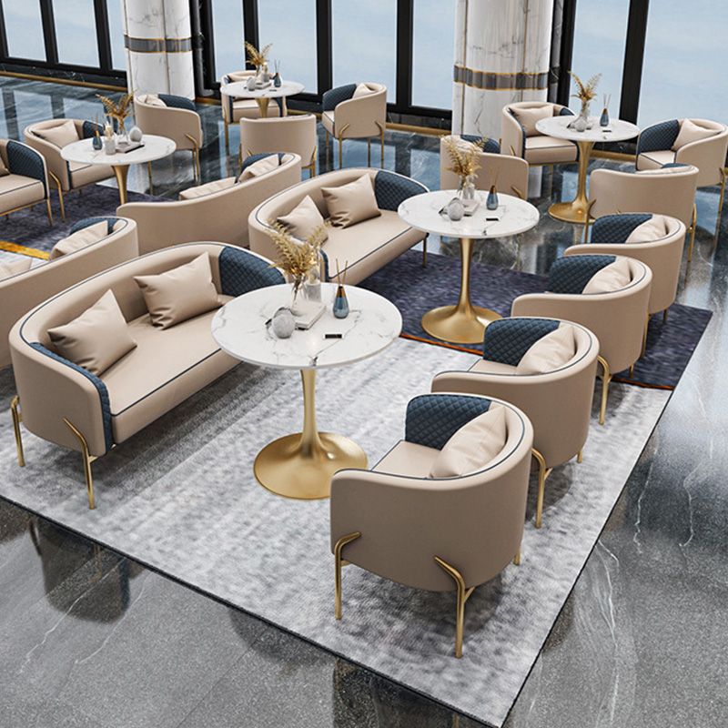 Contemporary Round Dining Table White Stone Top Table for Home