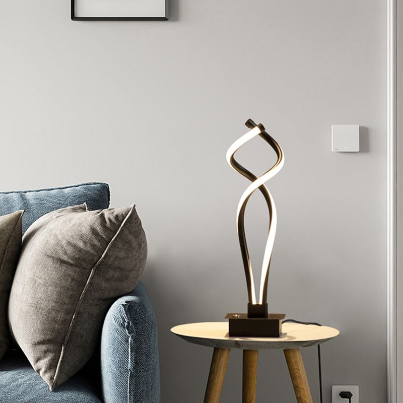 Spiral Acrylic Nightstand Light Art Deco Minimalist LED Table Lamp for Bedroom