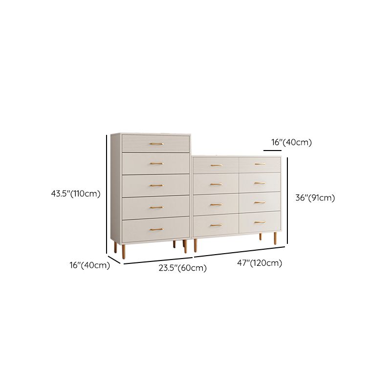 Contemporary Bar Pulls Accent Chest Straight Legs White Accent Chest with Drawer