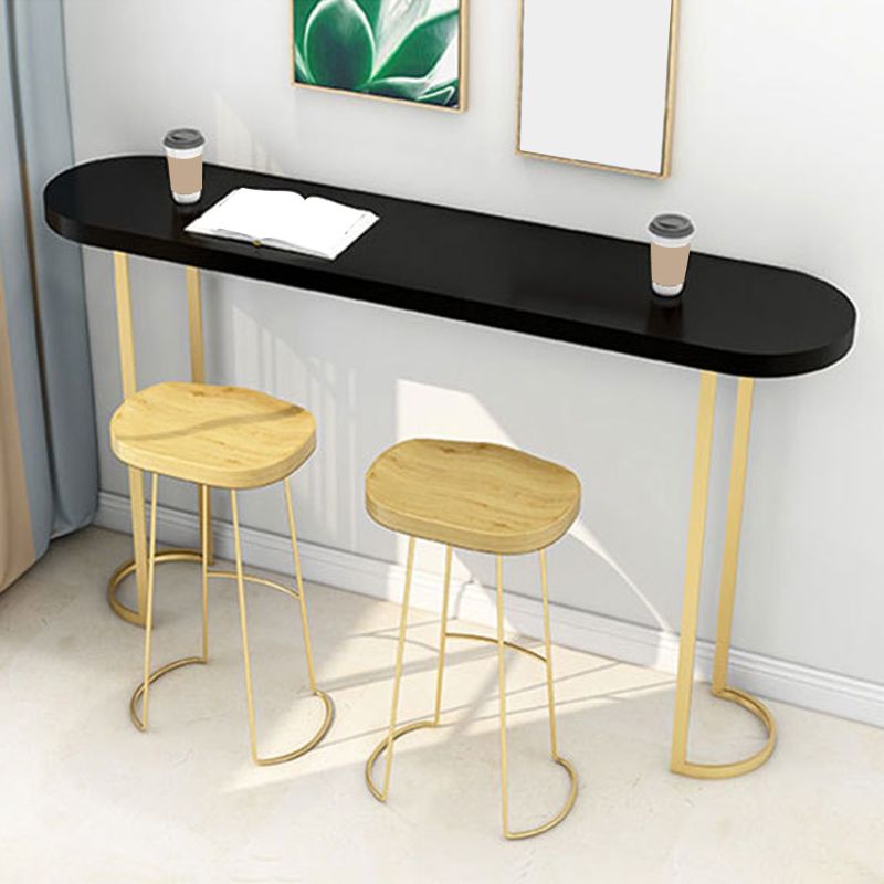 Glam Pub Table Oval Bar Height Double Pedestal Bar Table for Indoor