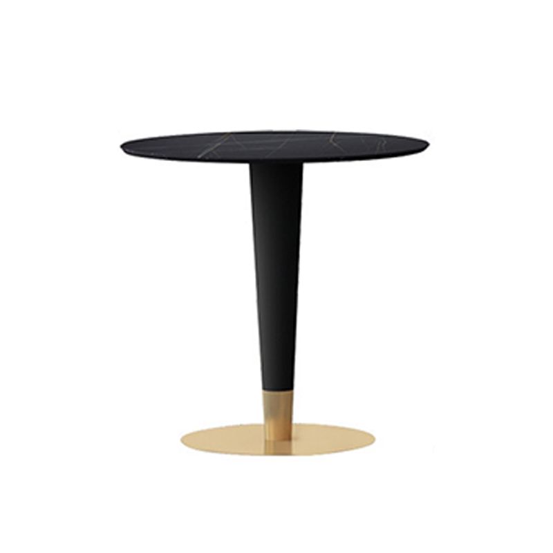 Black Stone Top Table with Pedestal Base Traditional Luxury Round Dining Table