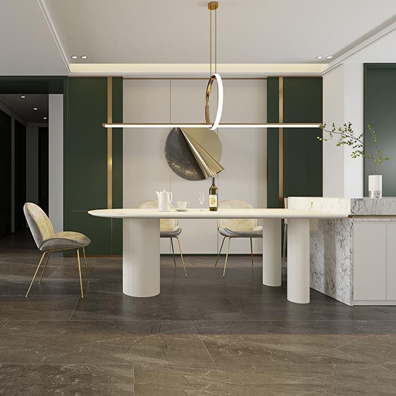 Stone Top Dining Table Traditional Luxury Dining Table with 3 Legs