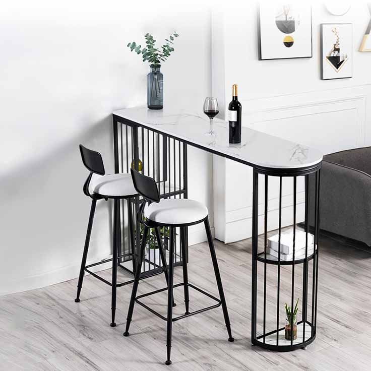 Living Room Glam Counter Height Set 1/2/3 Pieces Marble White Top Bistro Set