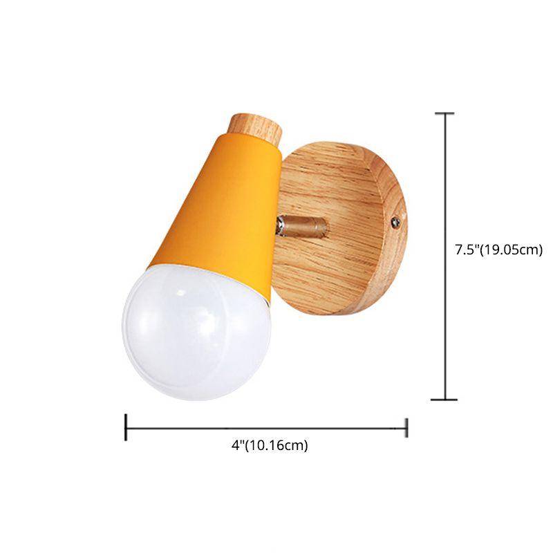 Modern Simple Fashion Style Geometric Shade Wall Sconce Wood 1 Light Sconces