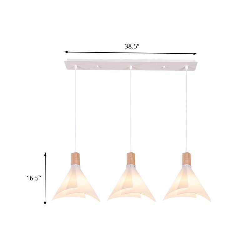 Acrylic Conical Multi Light Pendant Modernist 3 Heads White Suspension Lamp for Living Room