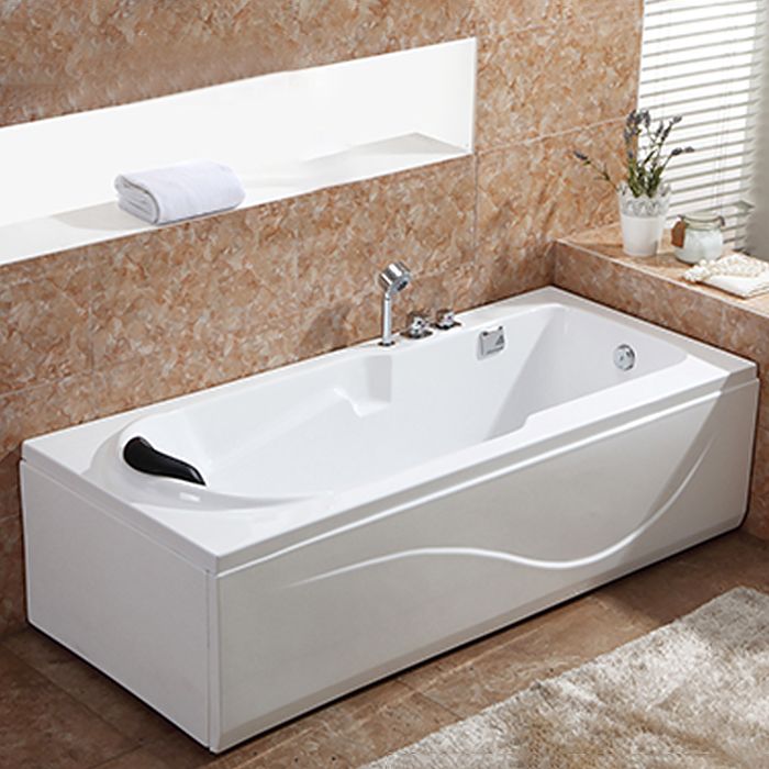 Modern Back to Wall Bathtub Rectangular Antique Finish Soaking Bath Tub