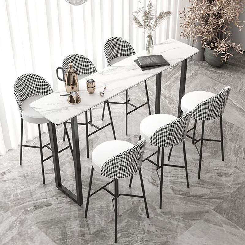 Contemporary Pub Table with Sled Polished Finish Stone Top Bar Table