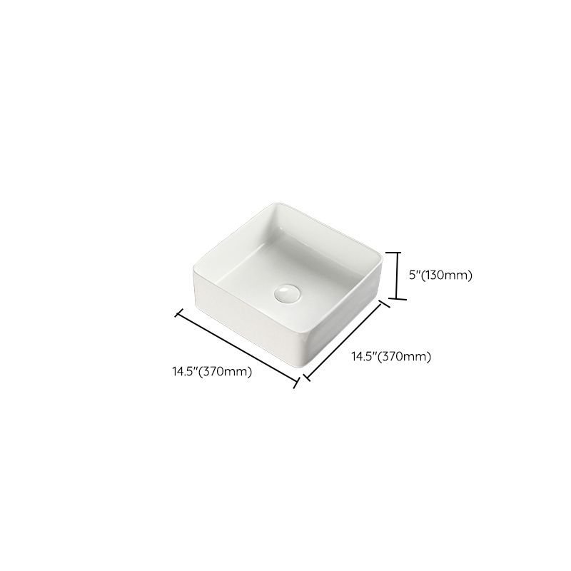 Bathroom Sink Ceramic White Square Black Faucet Bathroom Sink