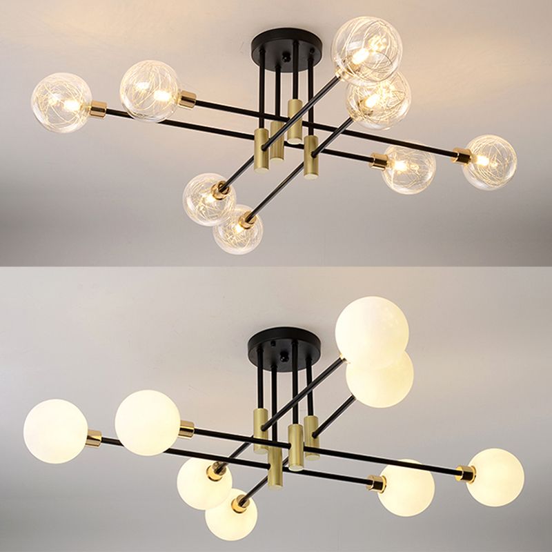 New Modern Transparent Glass Semi Flush Light Fixtures Bedroom Starburst Flush Mount Light