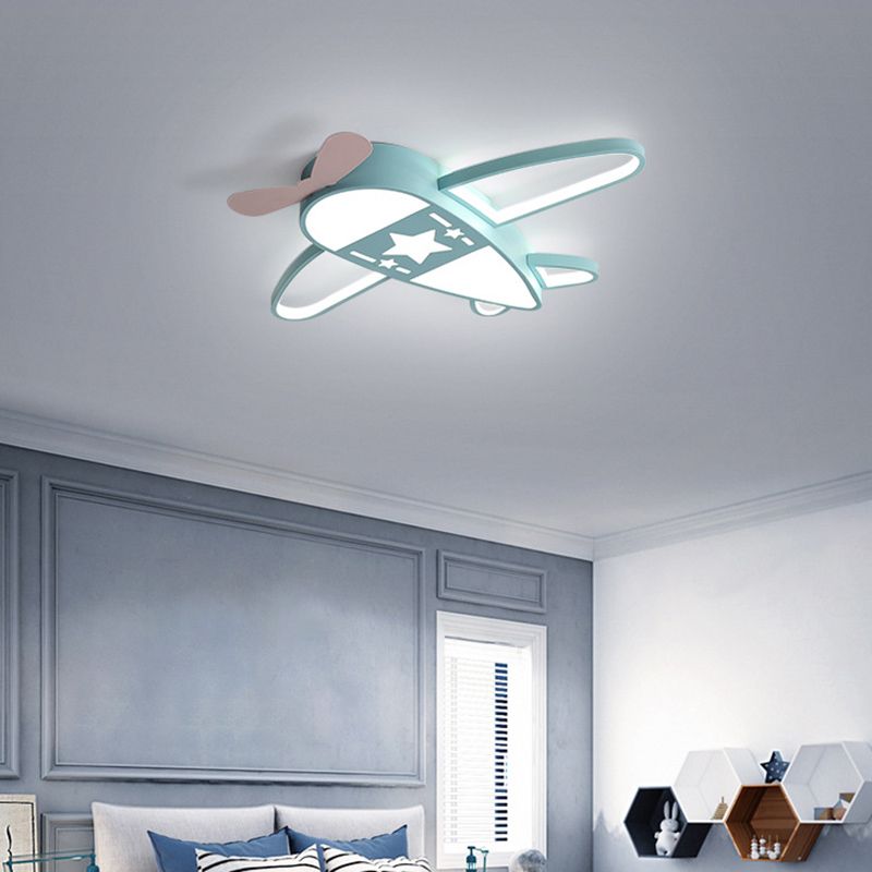 Propeller Plane Child Room LED Flush Mounted Lamp Acrylic Kids Surface Ceiling Light