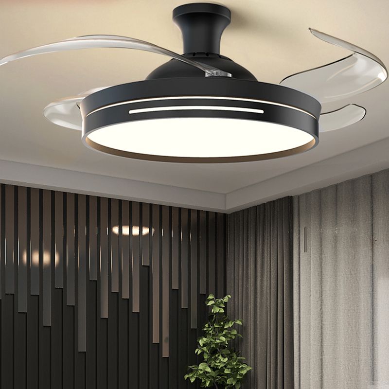 Reversible Blades LED Fan Light Minimalist Dining Room Semi Flush Mount Ceiling Light