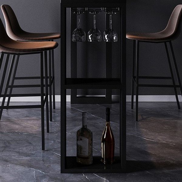 Black Marble Double Pedestal Cocktail Bar Table Modern Rectangle Hall/Pub Table