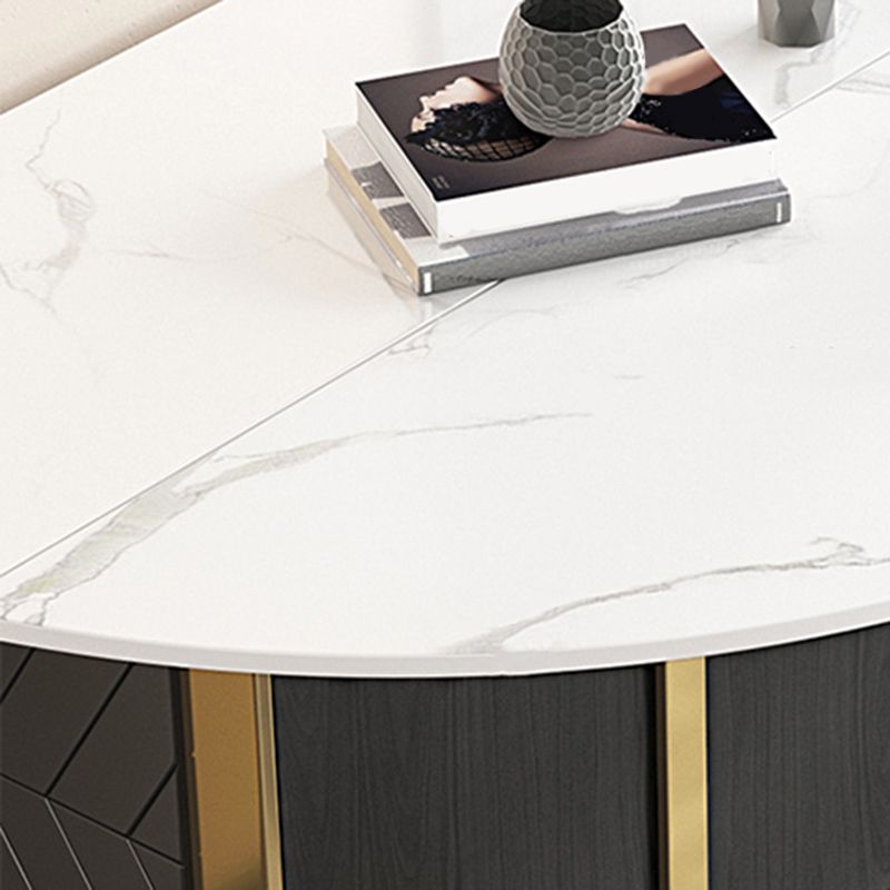 Modern Dining Set 1/3/7 Pcs Sintered Stone Top Dining Table with Folding Chairs