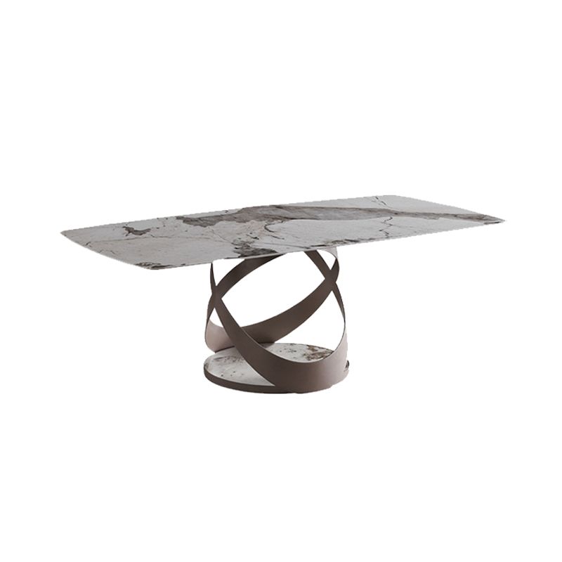 Glam Sintered Stone Dining Table Dining Rectangle Table with Metal Leg