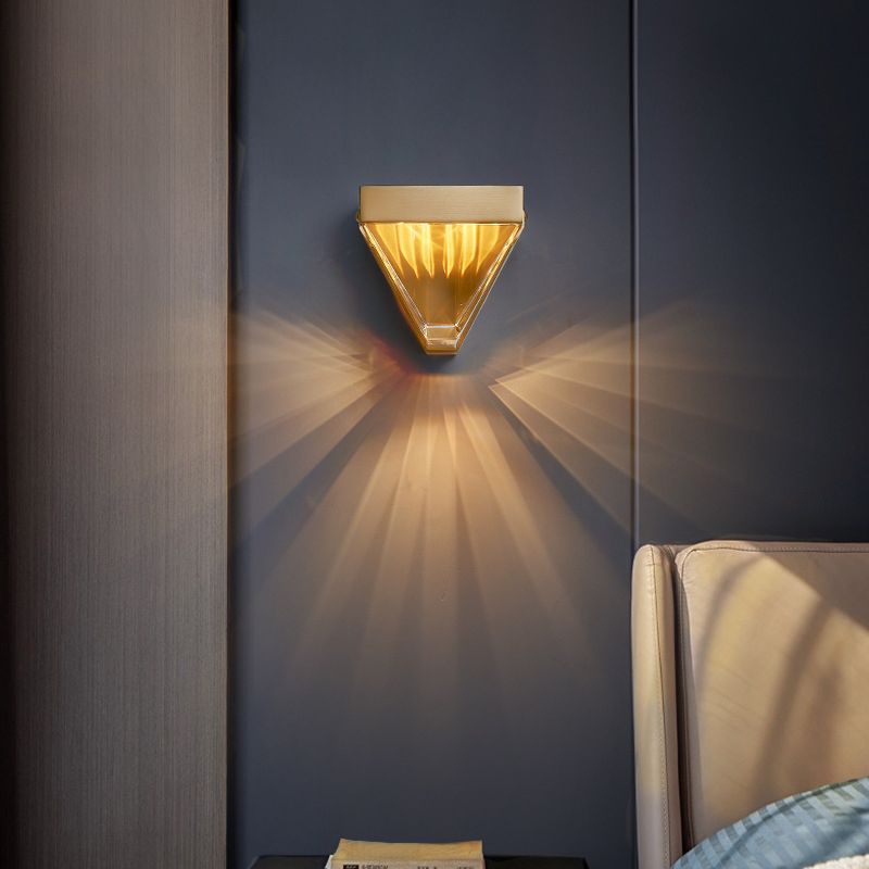 1-Light Geometric Sconce Light Fixture Modern Crystal Wall Lights