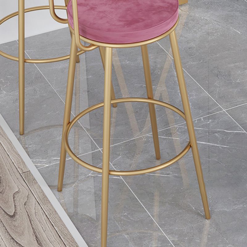 Contemporary Velvet Counter Stool Round Living Room Bar Stool with Metal Legs