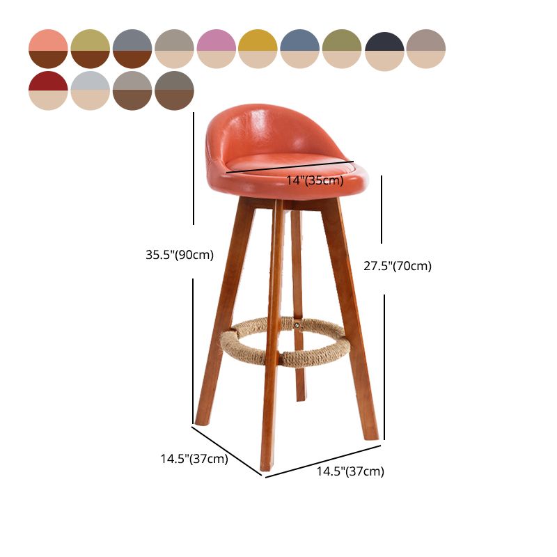 Scandinavian Rubberwood Upholstered Barstool Matte Finish Home Stool